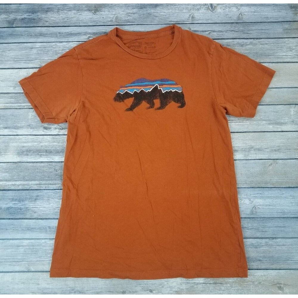 Patagonia California T-shirt Mens Size Medium Rust Orange Short Sleeve Slim Fit - Picture 1 of 11